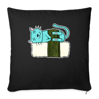 Chat Sushi japonais manger Japon Amour de chat - Housse de coussin décorative 45 x 45 cm - noir - Devant