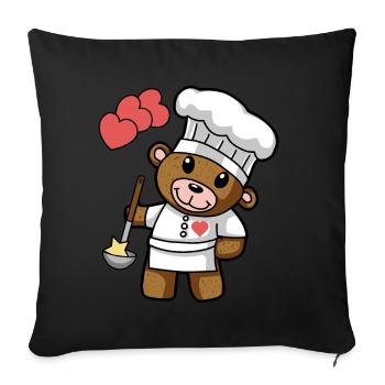 Teddy Bear Cooking Cooking Cooking Kitchen Gourmet - Sofa pillowcase 17,3'' x 17,3'' (45 x 45 cm) - black - Front