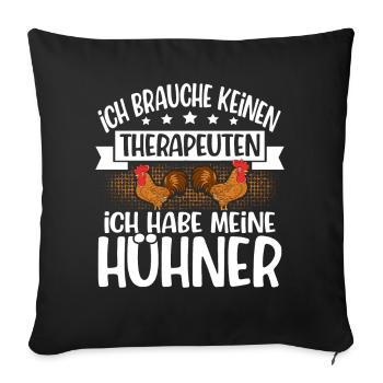 Hühner - Sofakissenbezug 45 x 45 cm - Schwarz - Vorne