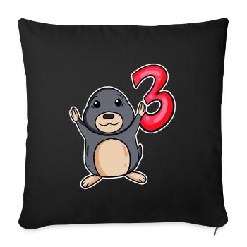 3 Years Kids Birthday Gift - Sofa pillowcase 17,3'' x 17,3'' (45 x 45 cm) - black - Front