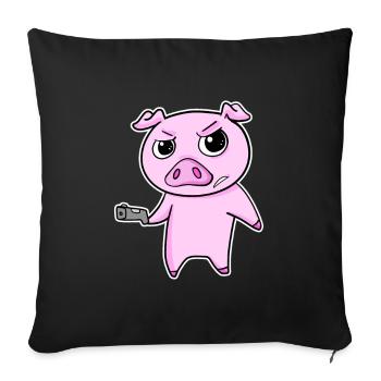 Truand porc avec arme - Housse de coussin décorative 45 x 45 cm - noir - Devant