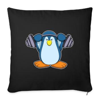 Penguin Bodybuilder Barbell Musculation - Housse de coussin décorative 45 x 45 cm - noir - Devant