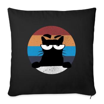 Chat grumpy - Housse de coussin décorative 45 x 45 cm - noir - Devant
