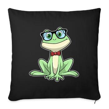 Frosch Nerd Buch Brille - Sofakissenbezug 45 x 45 cm - Schwarz - Vorne