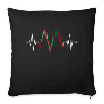 Trader Heartbeat Stocks ECG Stock Forex Trading - Sofa pillowcase 17,3'' x 17,3'' (45 x 45 cm) - black - Front