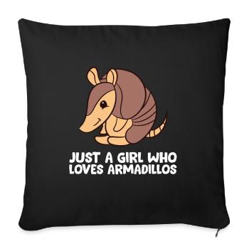 Mignon tatou Seulement une fille qui tatous - Housse de coussin décorative 45 x 45 cm - noir - Devant
