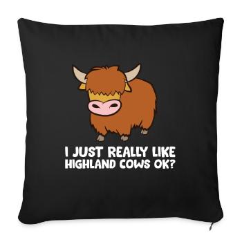 Amoureux des vaches des Highlands J’aime les vaches des Highlands - Housse de coussin décorative 45 x 45 cm - noir - Devant