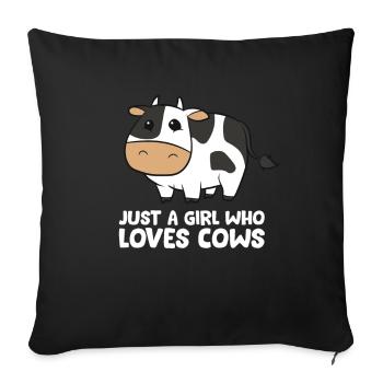 Drôle de vache Juste une fille qui aime les vaches - Housse de coussin décorative 45 x 45 cm - noir - Devant