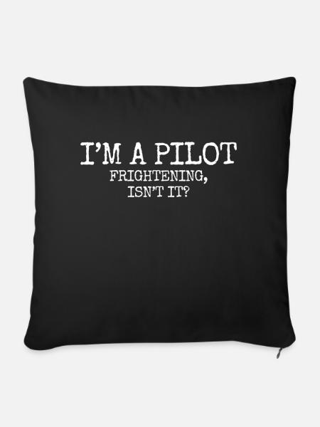 Pilot Flieger Luftfahrt - Sofakissenbezug 45 x 45 cm - Schwarz