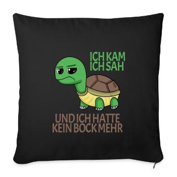 Schildkröte Kein Bock lustiger Spruch - Sofakissenbezug 45 x 45 cm - Schwarz - Vorne
