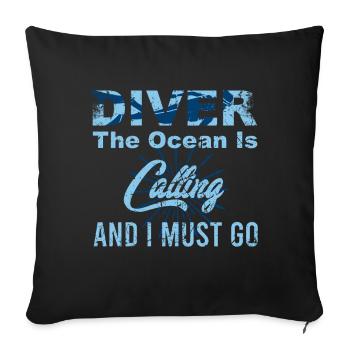 Conception de motivation de plongeur pour les amateurs de sports nautiques - Housse de coussin décorative 45 x 45 cm - noir - Devant