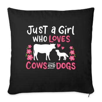 Chien de vache vaches et chiens - Housse de coussin décorative 45 x 45 cm - noir - Devant