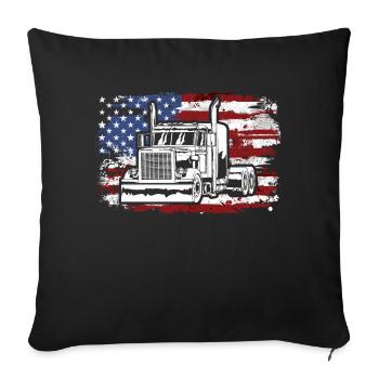 Camion USA Drapeau Chauffeur de camion - Housse de coussin décorative 45 x 45 cm - noir - Devant