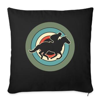 Cavalier Cavalier Equestre Rétro - Housse de coussin décorative 45 x 45 cm - noir - Devant