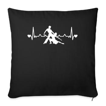 Heartbeat ECG latin danse couple de danse Salsa - Housse de coussin décorative 45 x 45 cm - noir - Devant