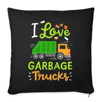 Garbage Truck Garbage Day - Sofa pillowcase 17,3'' x 17,3'' (45 x 45 cm) - black - Front