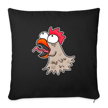 Poulet tête poulet - Housse de coussin décorative 45 x 45 cm - noir - Devant