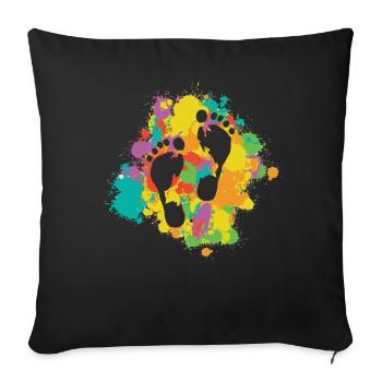Footprints With Colorful Frame - Sofa pillowcase 17,3'' x 17,3'' (45 x 45 cm) - black - Front