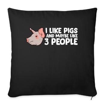 J’aime les cochons et peut-être comme 3 personnes - Housse de coussin décorative 45 x 45 cm - noir - Devant