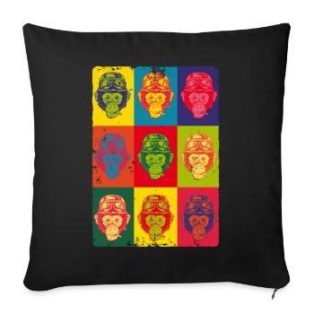 Singes Pop Art Animaux Animaux Apes Monkeys - Housse de coussin décorative 45 x 45 cm - noir - Devant
