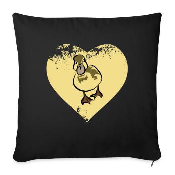 Ente Entchen Quak - Sofakissenbezug 45 x 45 cm - Schwarz - Vorne