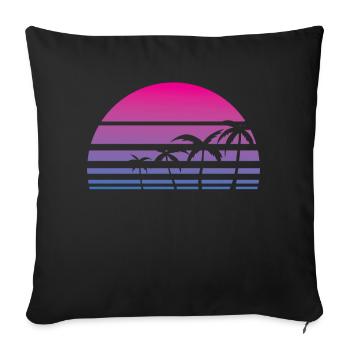 Palm Tree Tropical Summer Retro - Sofa pillowcase 17,3'' x 17,3'' (45 x 45 cm) - black - Front
