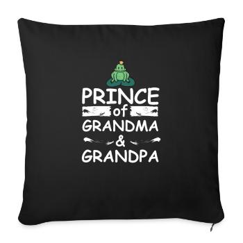 Prince de grand-mère et grand-père pour petit-fils - Housse de coussin décorative 45 x 45 cm - noir - Devant