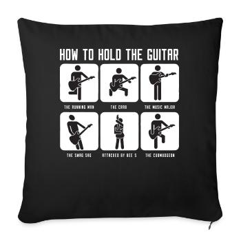 -Comment tenir les guitares guitare Guitar Playercute - Housse de coussin décorative 45 x 45 cm - noir - Devant