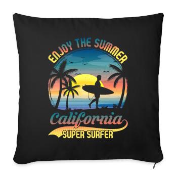 California Surfing Beach Style Design - Sofa pillowcase 17,3'' x 17,3'' (45 x 45 cm) - black - Front
