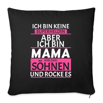 Mama von zwei Söhnen - Sofakissenbezug 45 x 45 cm - Schwarz - Vorne