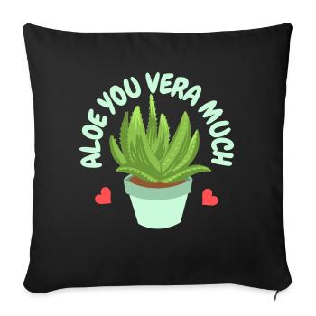 Aloe Vera Succulents - Sofa pillowcase 17,3'' x 17,3'' (45 x 45 cm) - black - Front