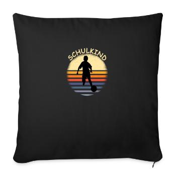 Einschulung Schulkind retro vintage - Sofakissenbezug 45 x 45 cm - Schwarz - Vorne