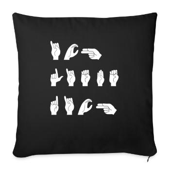 Je t’aime Langue des signes Geste - Housse de coussin décorative 45 x 45 cm - noir - Devant