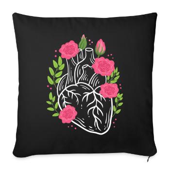 Human Heart Flowers Cardiologist - Sofa pillowcase 17,3'' x 17,3'' (45 x 45 cm) - black - Front