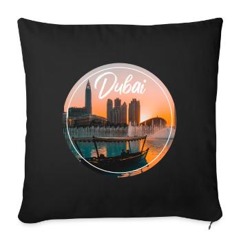 Bateau Skyline du Coucher de Dubaï - Housse de coussin décorative 45 x 45 cm - noir - Devant