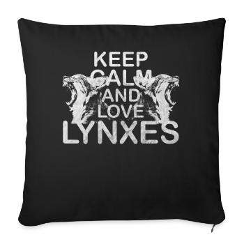 Keep Calm Love Lynx Lynx Motif Lynx - Sofa pillowcase 17,3'' x 17,3'' (45 x 45 cm) - black - Front
