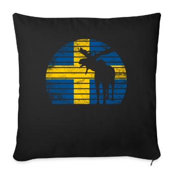 Schweden Schwedische Flagge Elch Geschenk - Sofakissenbezug 45 x 45 cm - Schwarz - Vorne