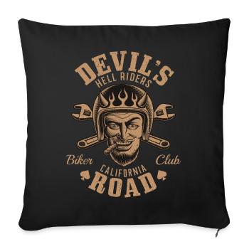 Devil’s Hell Riders Bikers Diable Moto Club - Housse de coussin décorative 45 x 45 cm - noir - Devant
