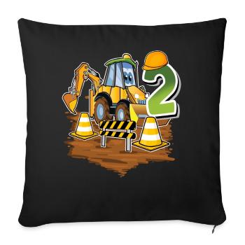 2 years excavator children's birthday - Sofa pillowcase 17,3'' x 17,3'' (45 x 45 cm) - black - Front