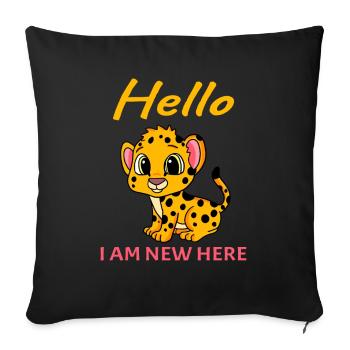Baby Birth Pregnant - Hello I'm New Here - Sofa pillowcase 17,3'' x 17,3'' (45 x 45 cm) - black - Front