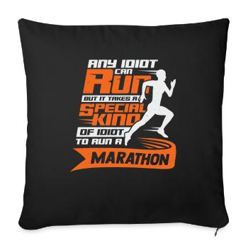 Drôle de marathon coureurs de marathon cadeau - Housse de coussin décorative 45 x 45 cm - noir - Devant