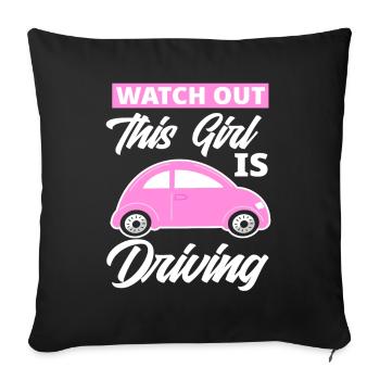 Novice driver's license girl gift - Sofa pillowcase 17,3'' x 17,3'' (45 x 45 cm) - black - Front