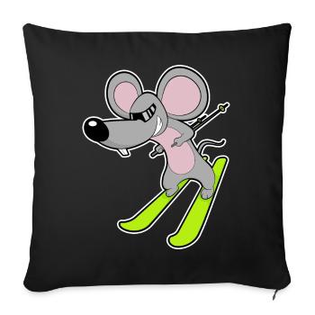 Mouse Skier Ski - Sofa pillowcase 17,3'' x 17,3'' (45 x 45 cm) - black - Front