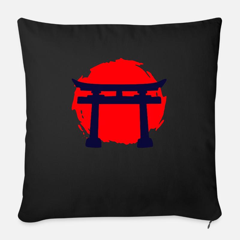 Japan Torii Tempel Sonnenuntergang Kunst Sunset - Sofakissenbezug 45 x 45 cm - Schwarz