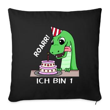 1. Geburtstag Dino Geburtstag Ich bin 1 - Sofakissenbezug 45 x 45 cm - Schwarz - Vorne