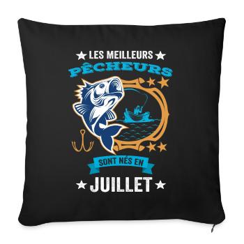Anniversaire Pour Meilleur Pêcheur né en Juillet - Housse de coussin décorative 45 x 45 cm - noir - Devant