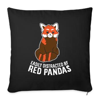 Facilement distrait par les pandas roux Aimez le rouge - Housse de coussin décorative 45 x 45 cm - noir - Devant