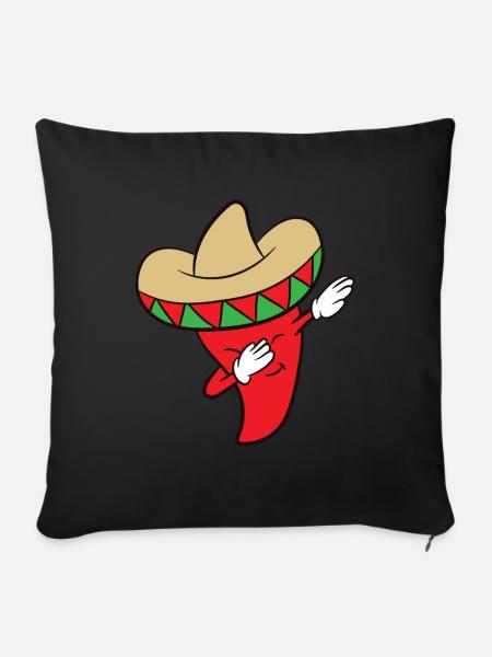 Chili Dabbing Lustiges Chili - Sofakissenbezug 45 x 45 cm - Schwarz