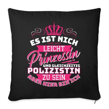 Polizistin Polizeibeamtin Ausbildung Polizei - Sofakissenbezug 45 x 45 cm - Schwarz - Vorne