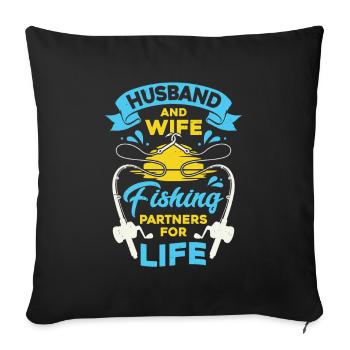 Fishing partner couple man woman gift - Sofa pillowcase 17,3'' x 17,3'' (45 x 45 cm) - black - Front